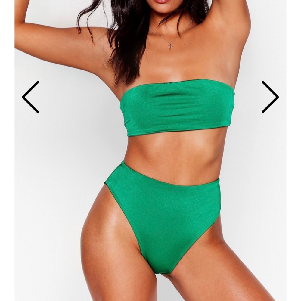 NWT Green tie top & high waisted bikini